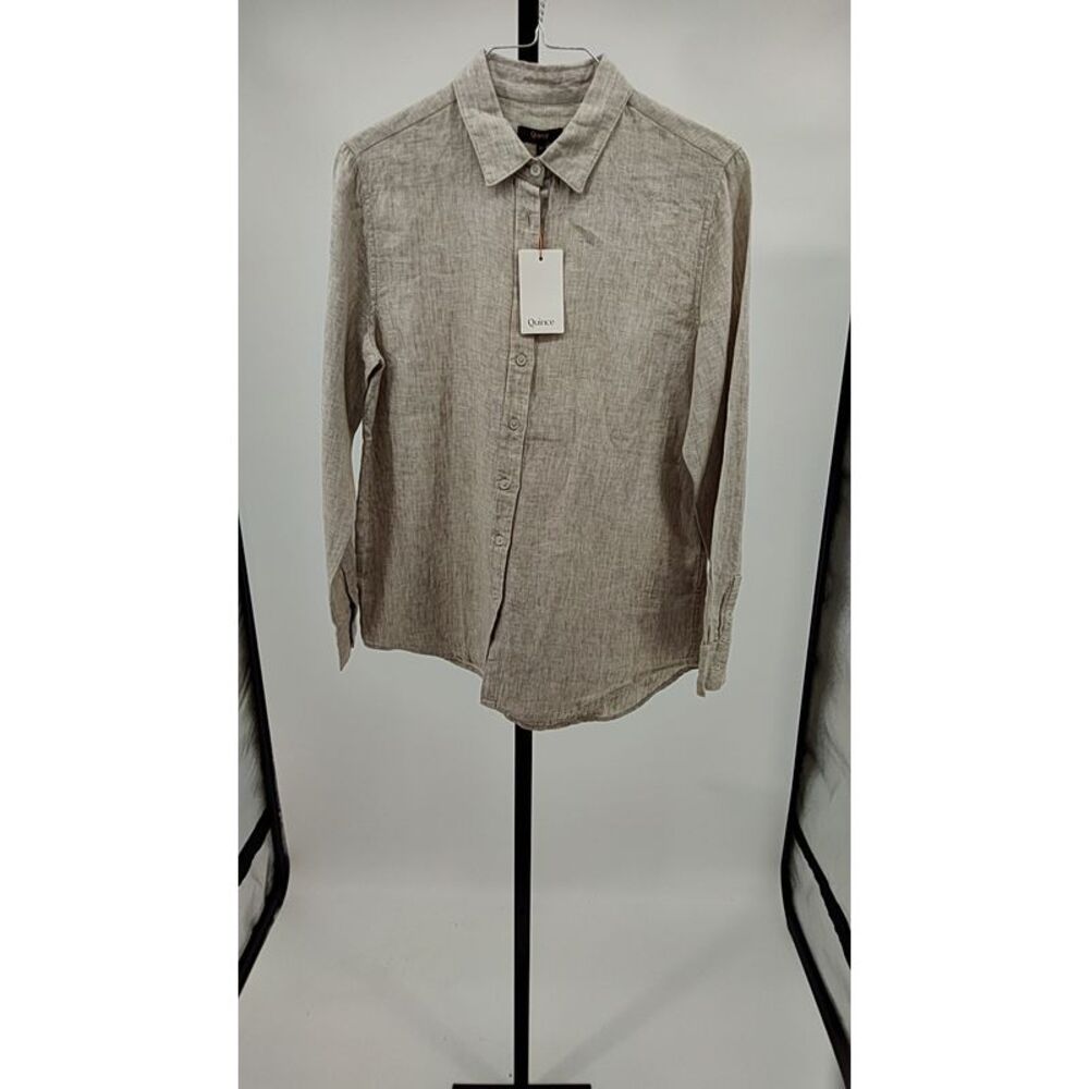 Linen - Quince Men's Long-Sleeve Button-Up Shirt in Light Taupe